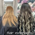 hair extensions on two women